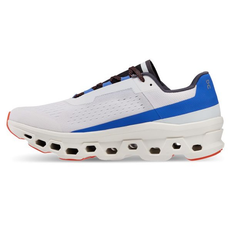 White / Blue Men's On Running Cloudmonster Road Running Shoes | 7658193_PH