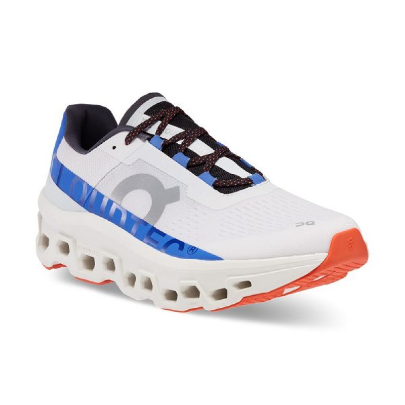 White / Blue Men's On Running Cloudmonster Road Running Shoes | 7658193_PH