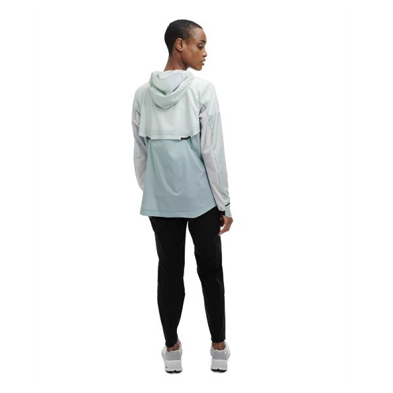 White / Blue Women's On Running Weather Jackets | 6541897_PH