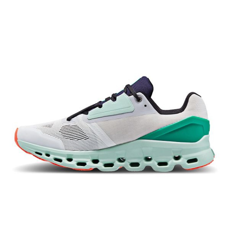 White / Green Men's On Running Cloudstratus Road Running Shoes | 3490167_PH