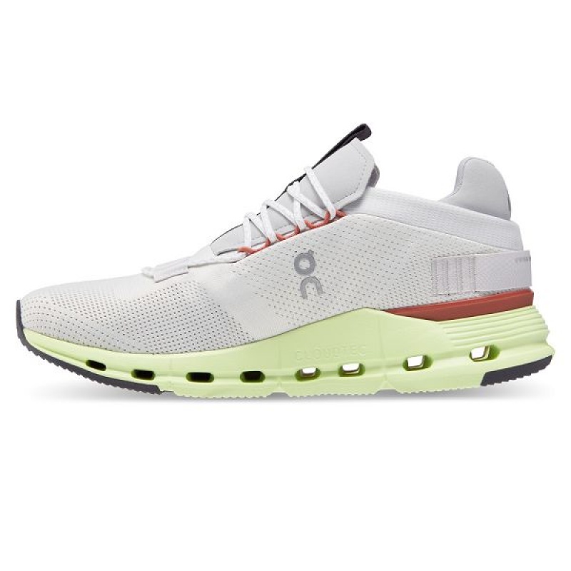 White / Light Green Men's On Running Cloudnova Sneakers | 7940825_PH