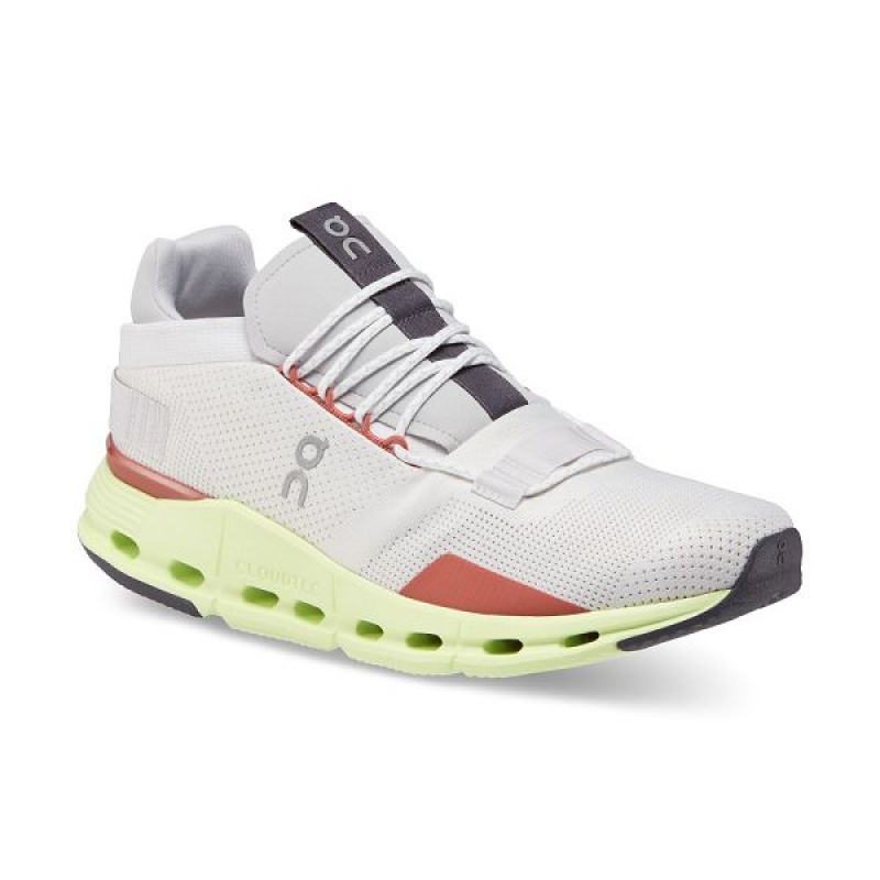 White / Light Green Men's On Running Cloudnova Sneakers | 7940825_PH