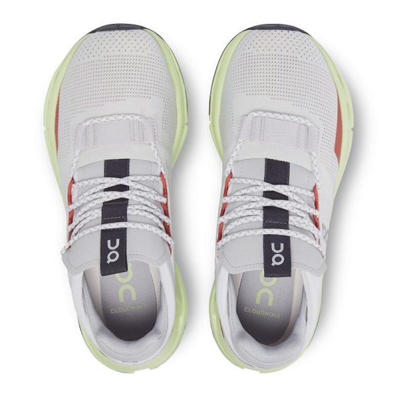 White / Light Green Women's On Running Cloudnova Sneakers | 7486012_PH