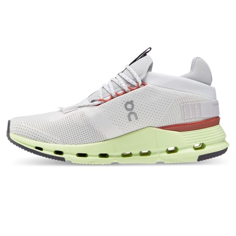 White / Light Green Women's On Running Cloudnova Sneakers | 7486012_PH