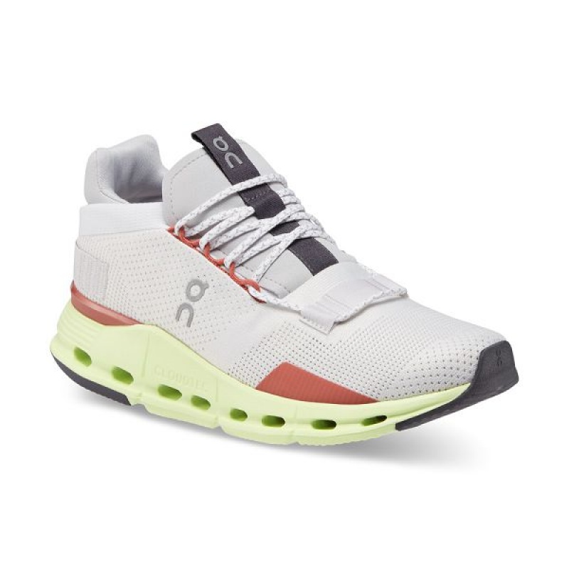 White / Light Green Women's On Running Cloudnova Sneakers | 7486012_PH