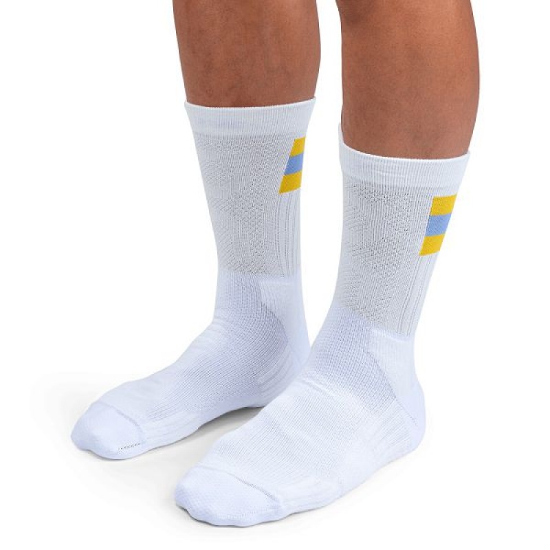 White / Mustard Men's On Running Tennis Socks | 267598_PH