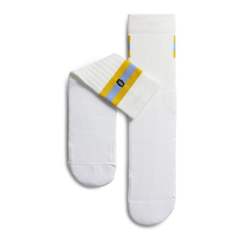 White / Mustard Men's On Running Tennis Socks | 267598_PH