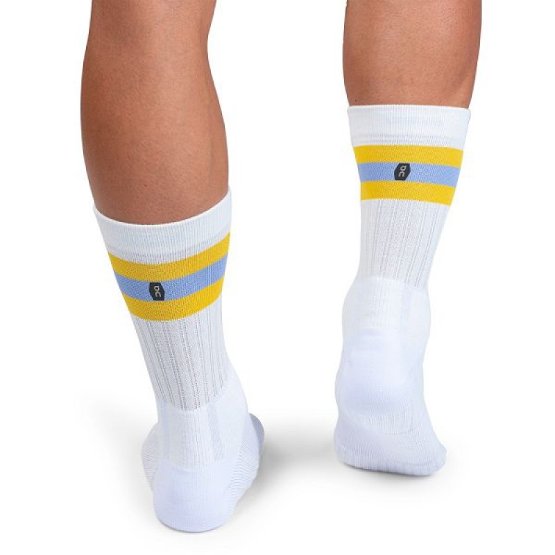 White / Mustard Men's On Running Tennis Socks | 267598_PH