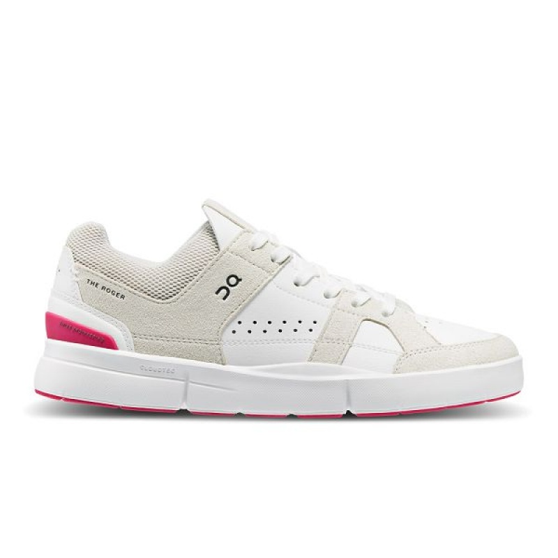 White / Pink Women\'s On Running THE ROGER Clubhouse Sneakers | 3268104_PH