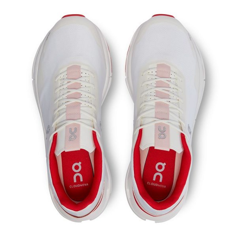 White / Red Men's On Running Cloudnova Form Sneakers | 1986704_PH