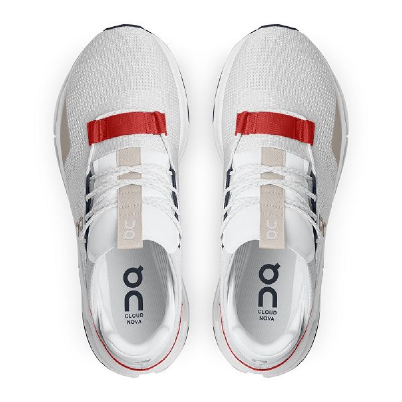 White / Red Men's On Running Cloudnova Sneakers | 4583079_PH