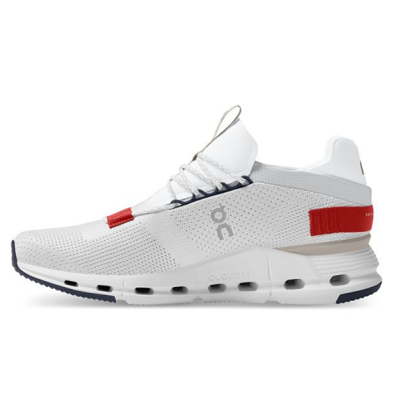 White / Red Men's On Running Cloudnova Sneakers | 4583079_PH