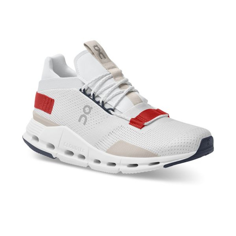 White / Red Men's On Running Cloudnova Sneakers | 4583079_PH