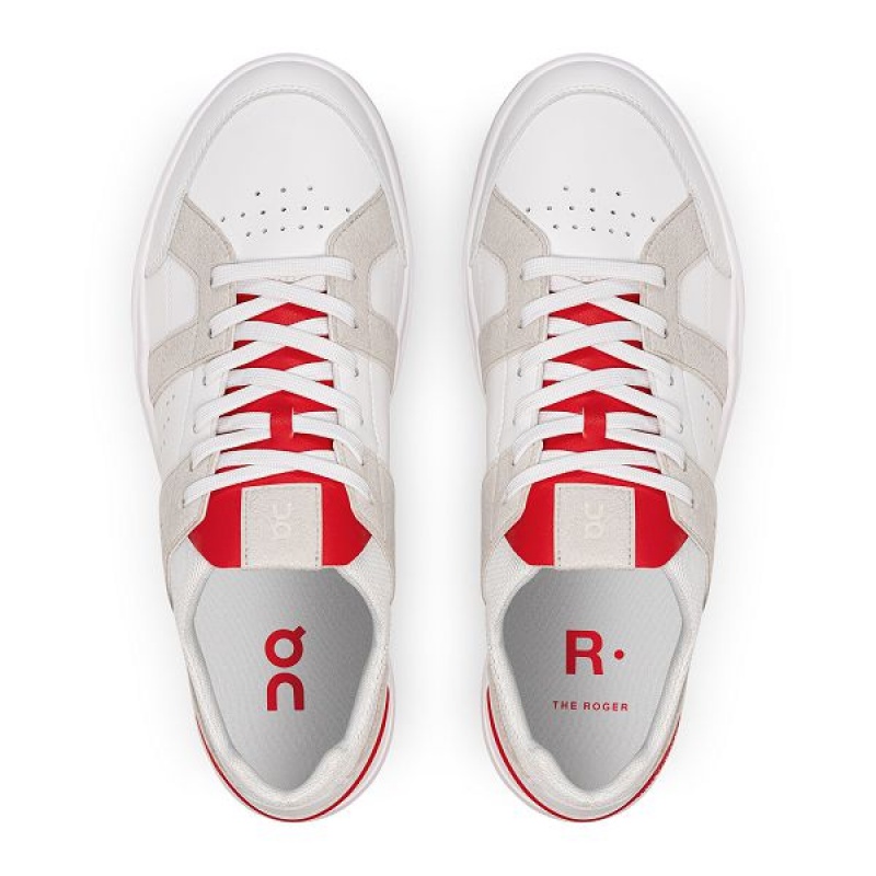 White / Red Men's On Running THE ROGER Clubhouse Sneakers | 5910237_PH