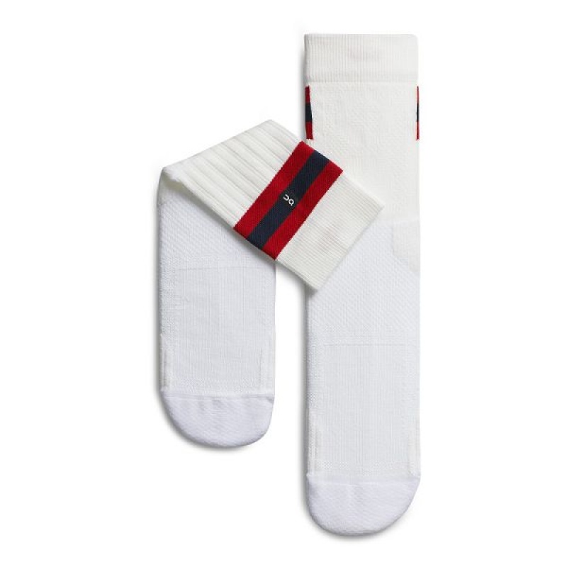 White / Red Men's On Running Tennis Socks | 5068247_PH