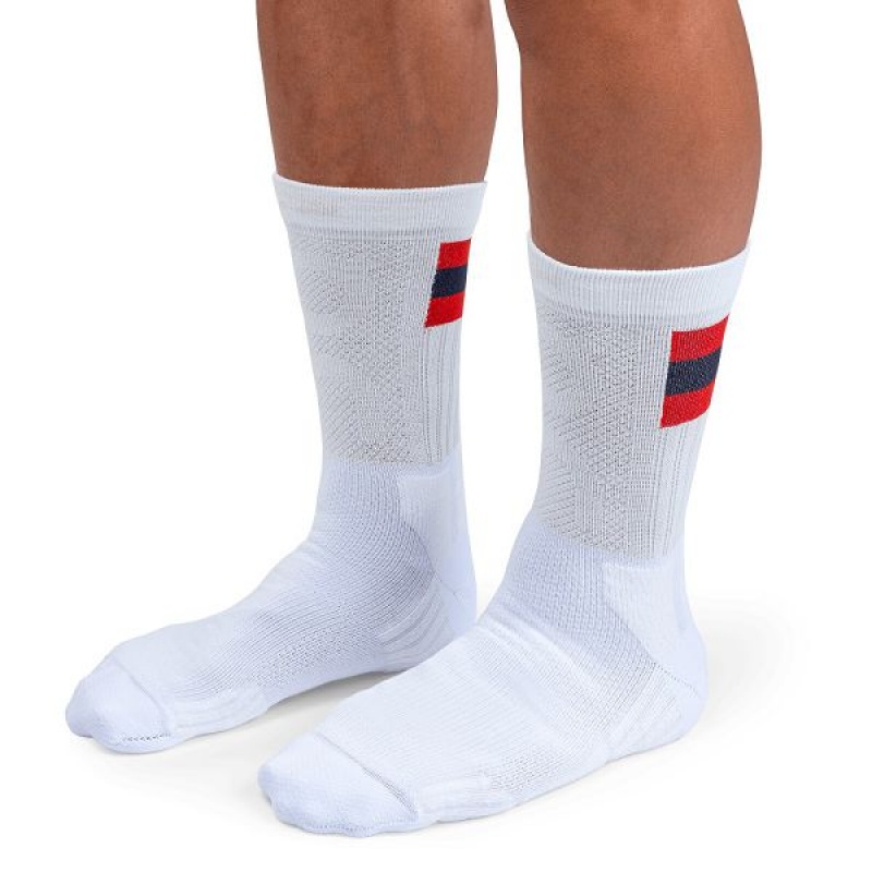 White / Red Men's On Running Tennis Socks | 5068247_PH