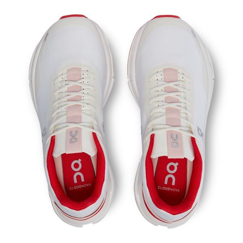 White / Red Women's On Running Cloudnova Form Sneakers | 1538296_PH